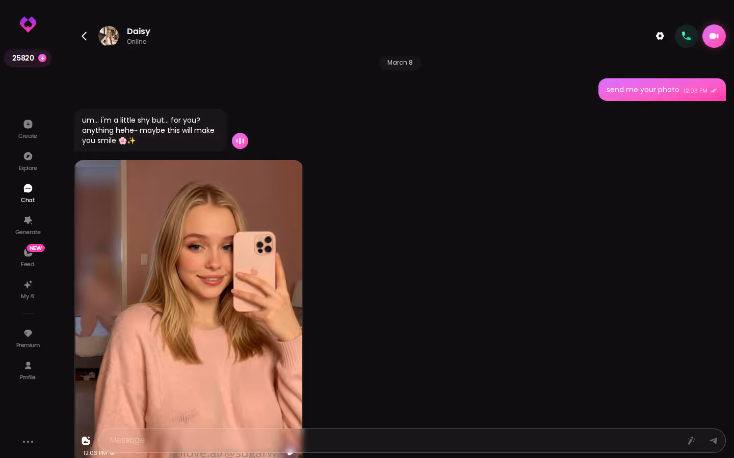 Conversa longa no GoLove.ai em que a personagem mantém o contexto e o tom